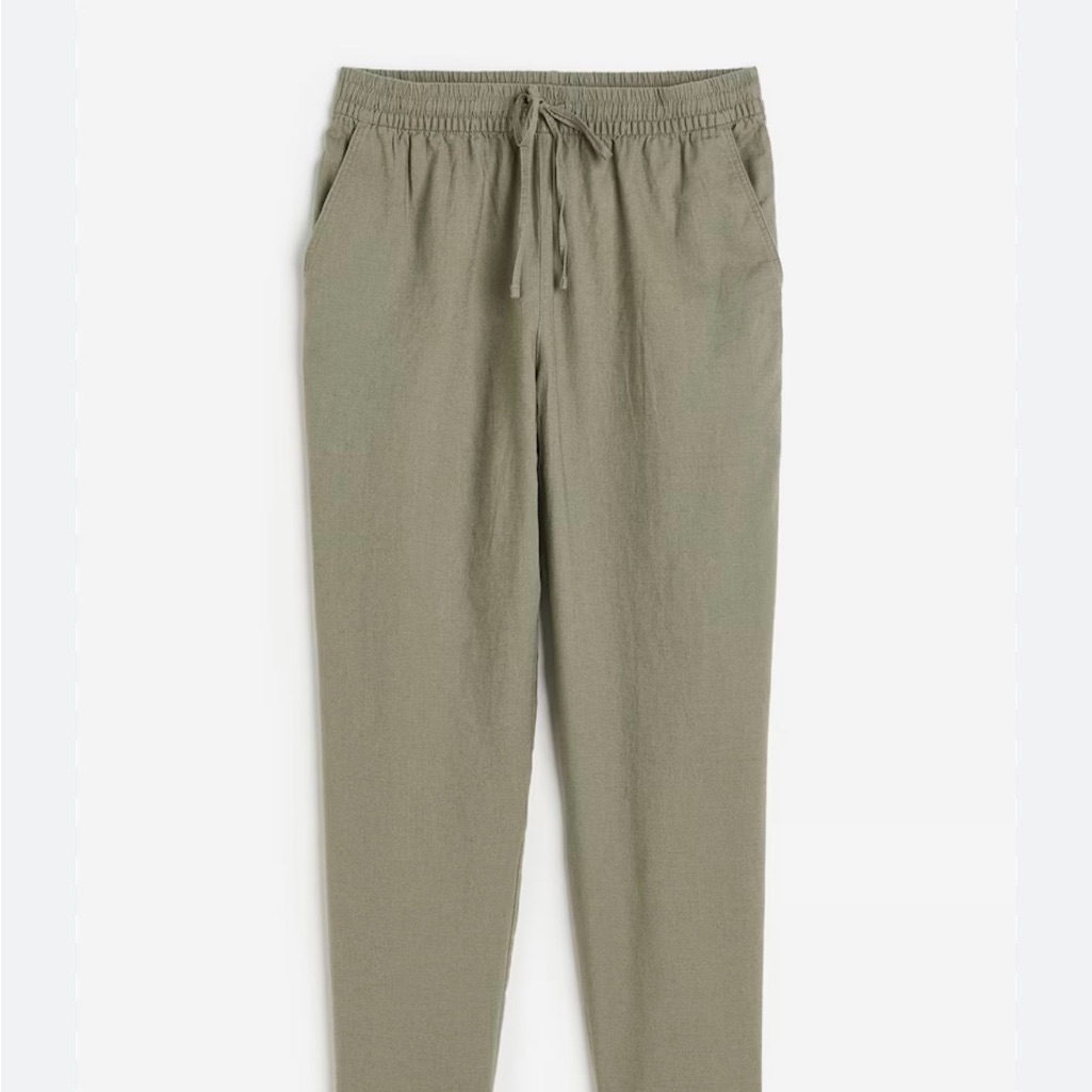 Women's Green Linen Joggers